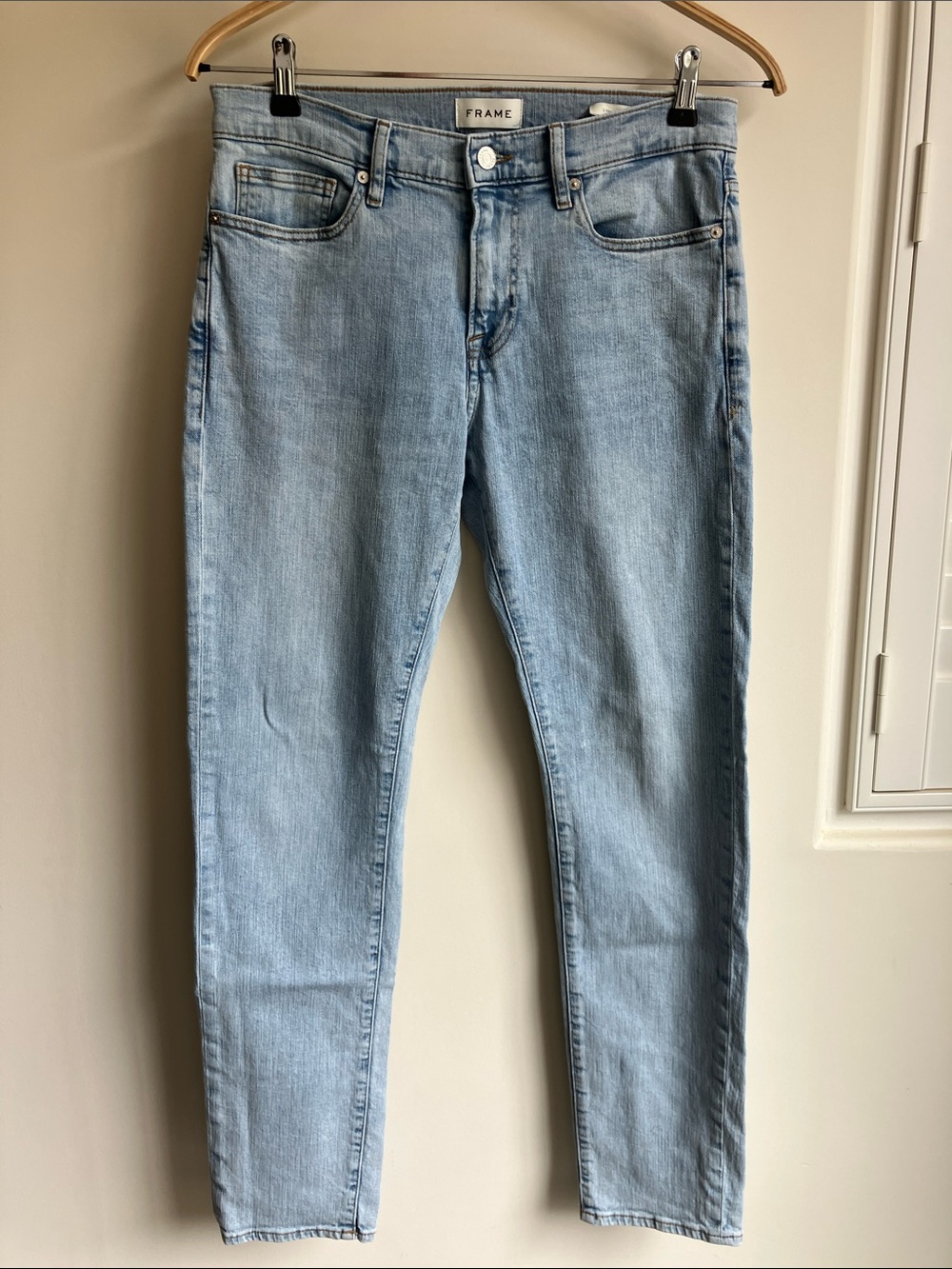 FRAME L’Homme Slim Soft Denim Light Blue Skinny Jeans Size 31 GUC